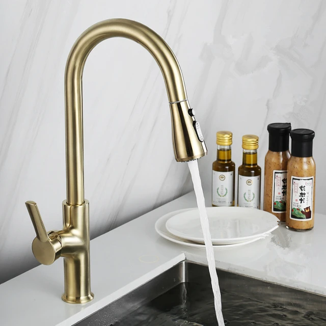 brushed brass kitchen faucet