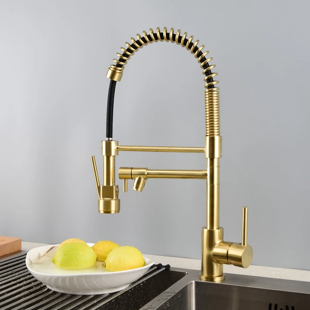 brushed brass kitchen faucet