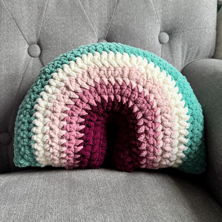 Crochet Rainbow Pillow