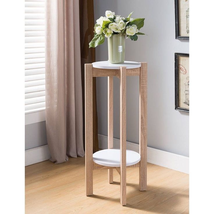 Wood flower vase stand