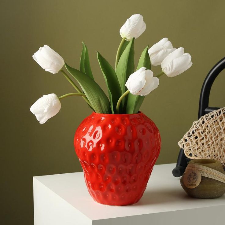 strawberry flower vase